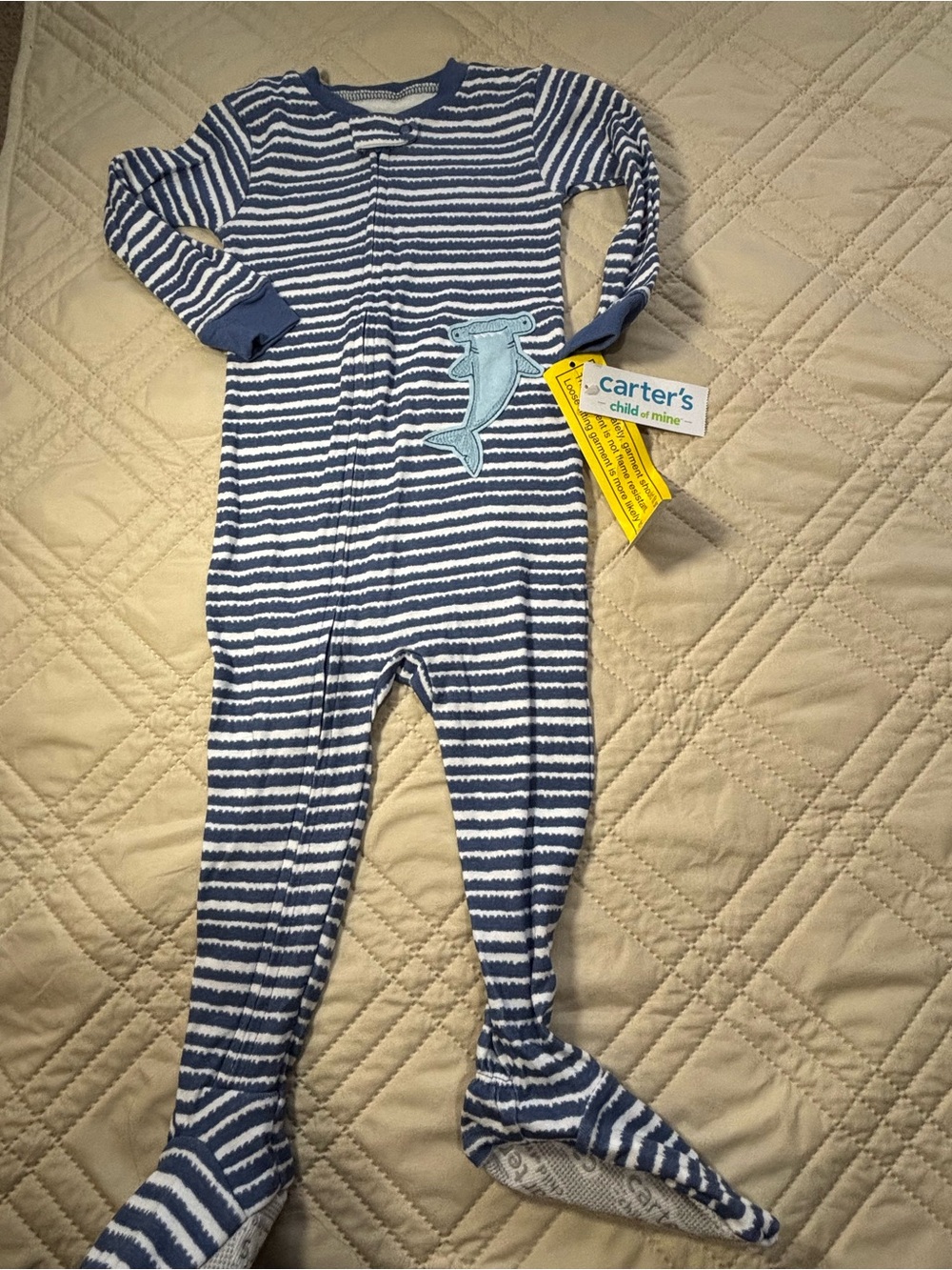 Carter's 18M Shark Striped Zip-Up Footed One-Piece